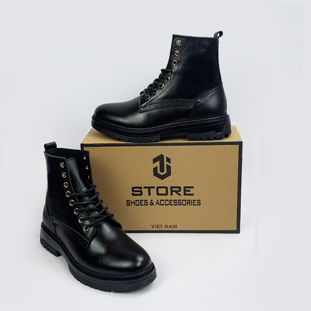 Giày Da Nam S Chunky Combat Boot J1, Da Bò Italy Nhập Khẩu, Đế Cao Su Tăng Chiều Cao 4.5cm Năng Động Cá Tính