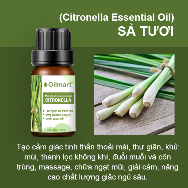 Tinh Dầu Thiên Nhiên Sả Tươi Oilmart Citronella Essential Oil 15ml