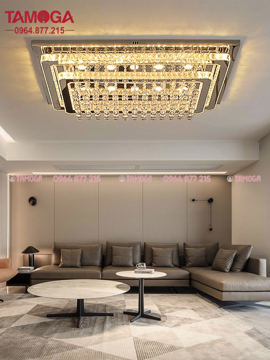 Đèn Led ốp trần pha lê D1200mm 3 chế độ ánh sáng TAMOGA 0906