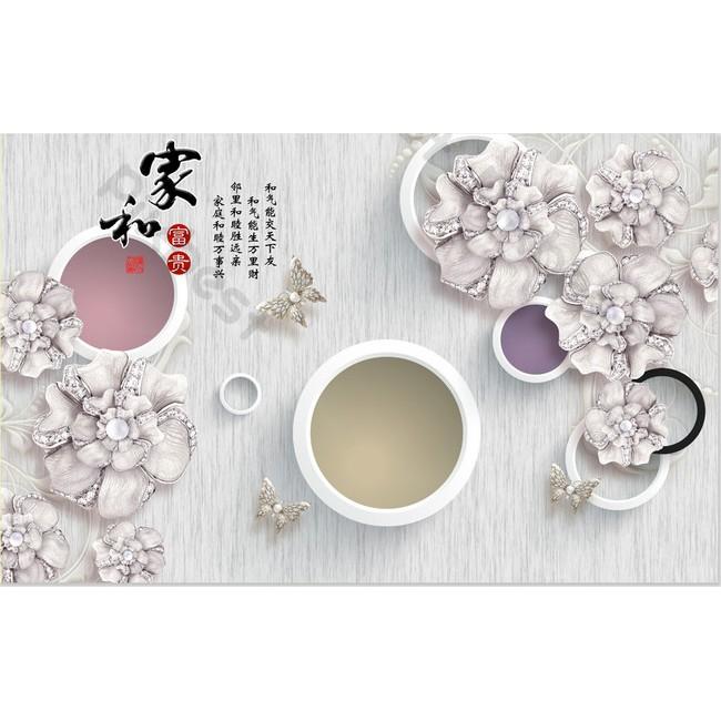 Tranh dán tường Tường nền hoa trang sức phong cách nổi bật, tranh dán tường 3d hiện đại MS1142573