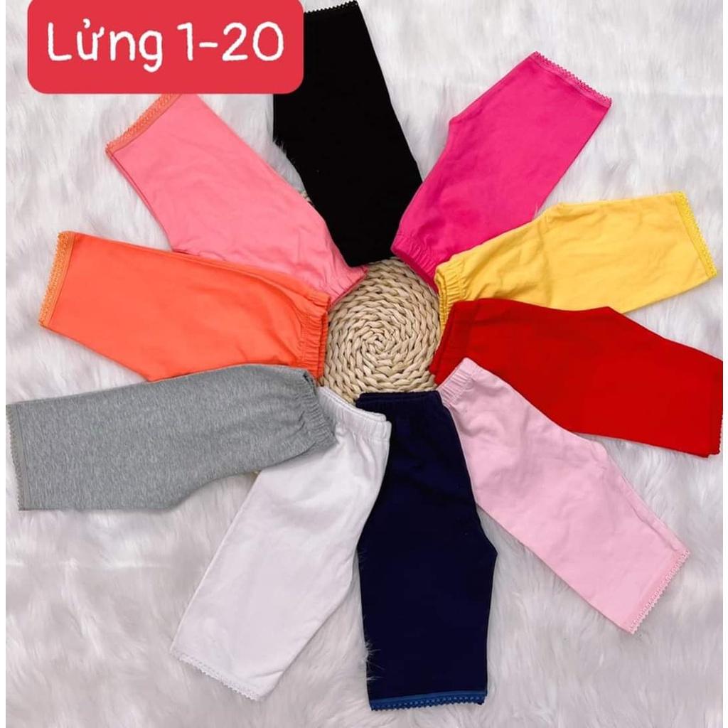 (VẢI XUẤT DƯ ĐẸP) QUẦN LEGGING TRƠN LỬNG THUN COTTON 4 CHIỀU CHO BÉ GÁI 21-41kg