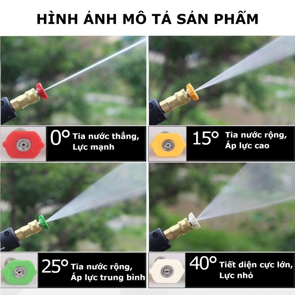 Súng rửa xe áp lực cao kèm đầu béc 0-15-25-40 độ gắn máy xịt rửa xe áp lực cao - Ren 14mm hoặc 22mm