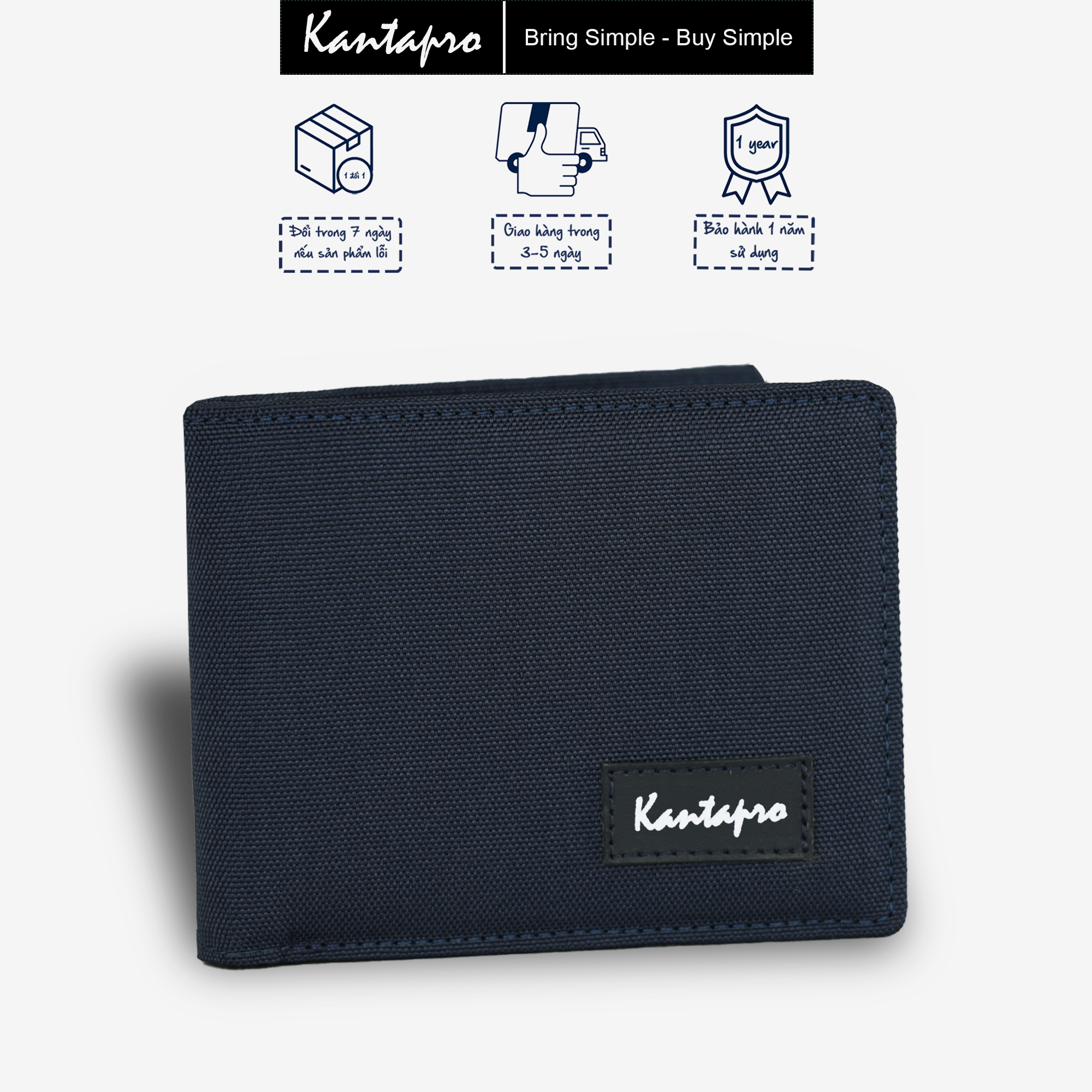 Ví vải Polyester KANTAPRO dáng ngang - Sol Wallet