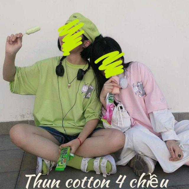 Áo thun tay lỡ, áo thun tay lỡ unisex, áo thun cotton 4 chiều, áo in hình gấu teddy