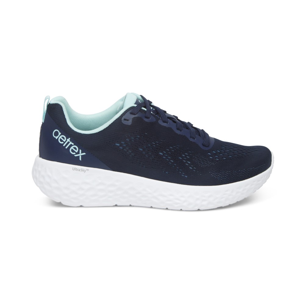 Giày sức khoẻ nữ Aetrex Danika Navy - giày sneaker đế cao