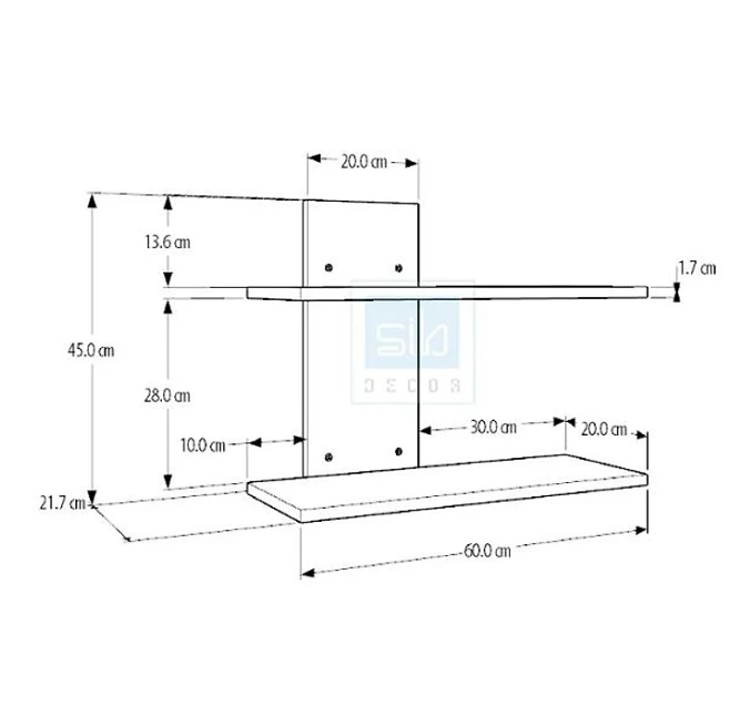 Kệ Gỗ Trang Trí Treo Tường Tundo KT516 KT 60 x 45 x 21.7cm