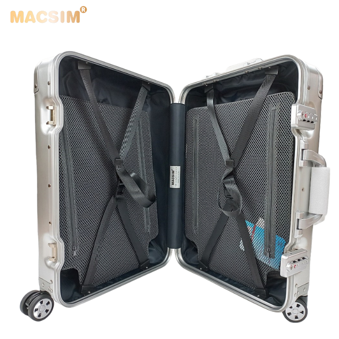 Vali hợp kim nhôm nguyên khối MS1313 Macsim cao cấp màu bạc cỡ 20inches