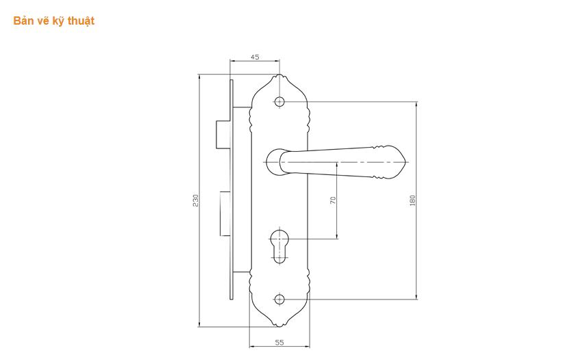 Ổ khoá cửa tay gạt Việt Tiệp 04341 hợp kim màu vàng dành cho các loại cửa thông phòng