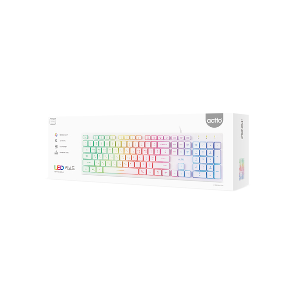 Bàn phím có dây dùng chơi game thể hiên đèn LED 7 màu - LED Keyboard Actto KBD-42 - Hàng chính hãng