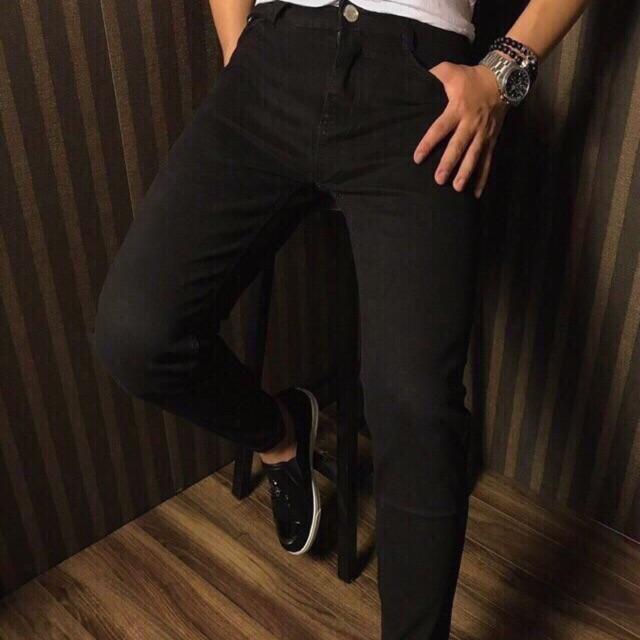 Quần jeans dài nam thời trang đen trơn