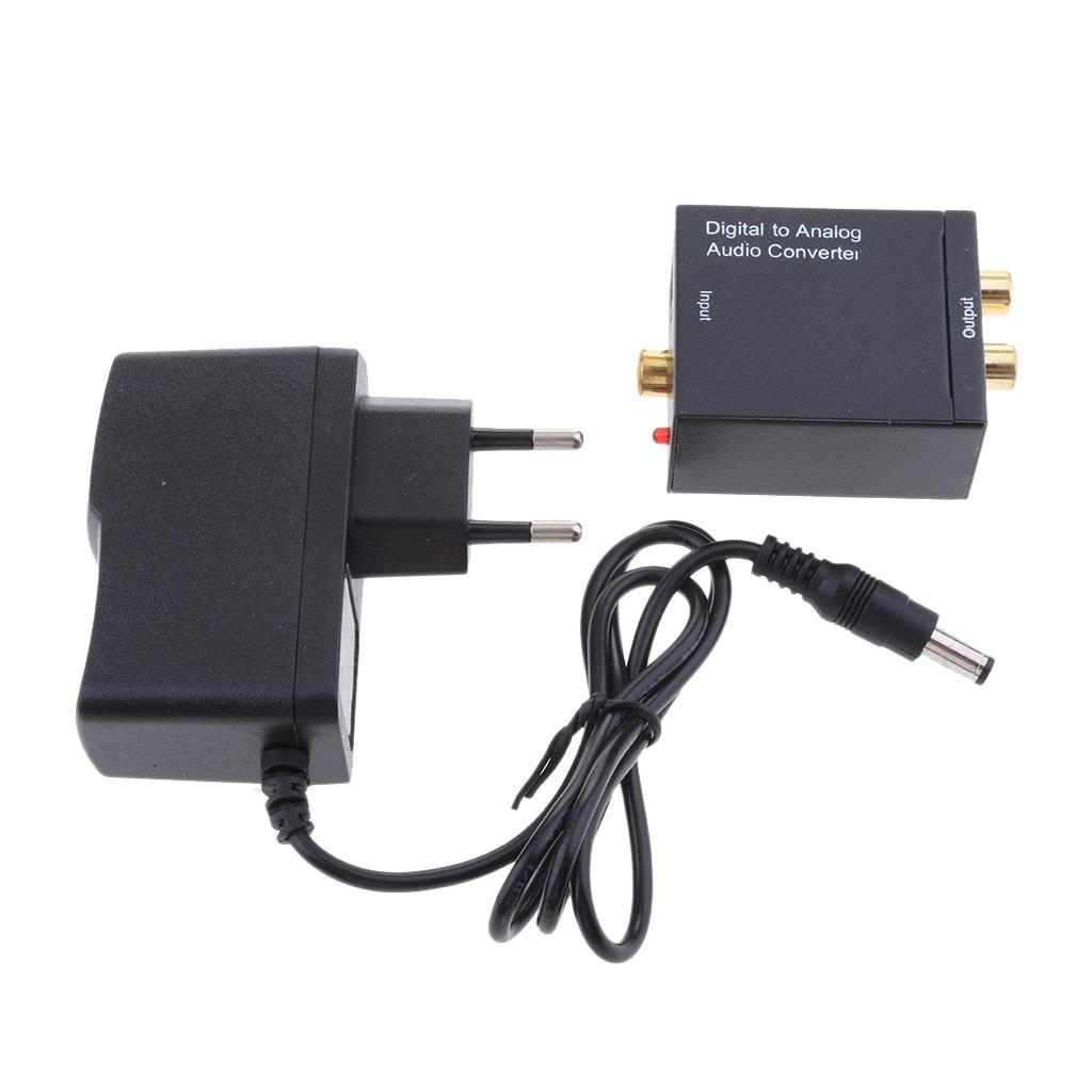 Digital Optical Coax to Analog RCA Audio Converter Adapter with EU plug