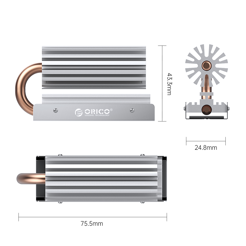 Tản nhiệt M.2 SSD, dùng cho SSD M.2 NVME/Sata 2280, Orico M2HS5-SV - Hàng Chính Hãng