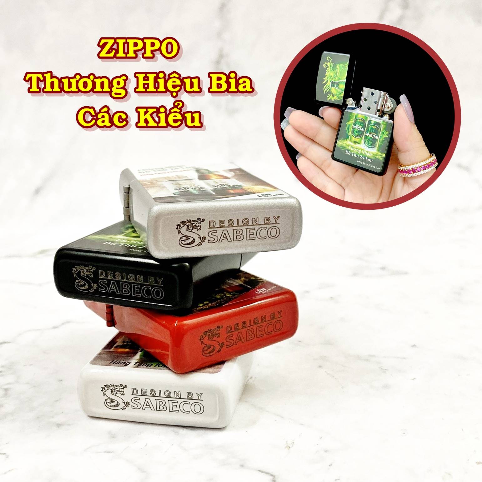 ZPH125-BẬT LỬA ZIPO 2 MẶT THƯƠNG HIỆU BIA SÀI GÒN SPECIAL - #125