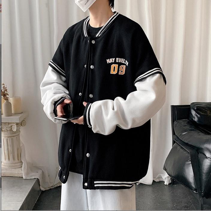 Áo khoác bomber Kay09 Varsity Jacket vải nỉ mịn, áo bomber bóng chày nam nữ unisex form rộng