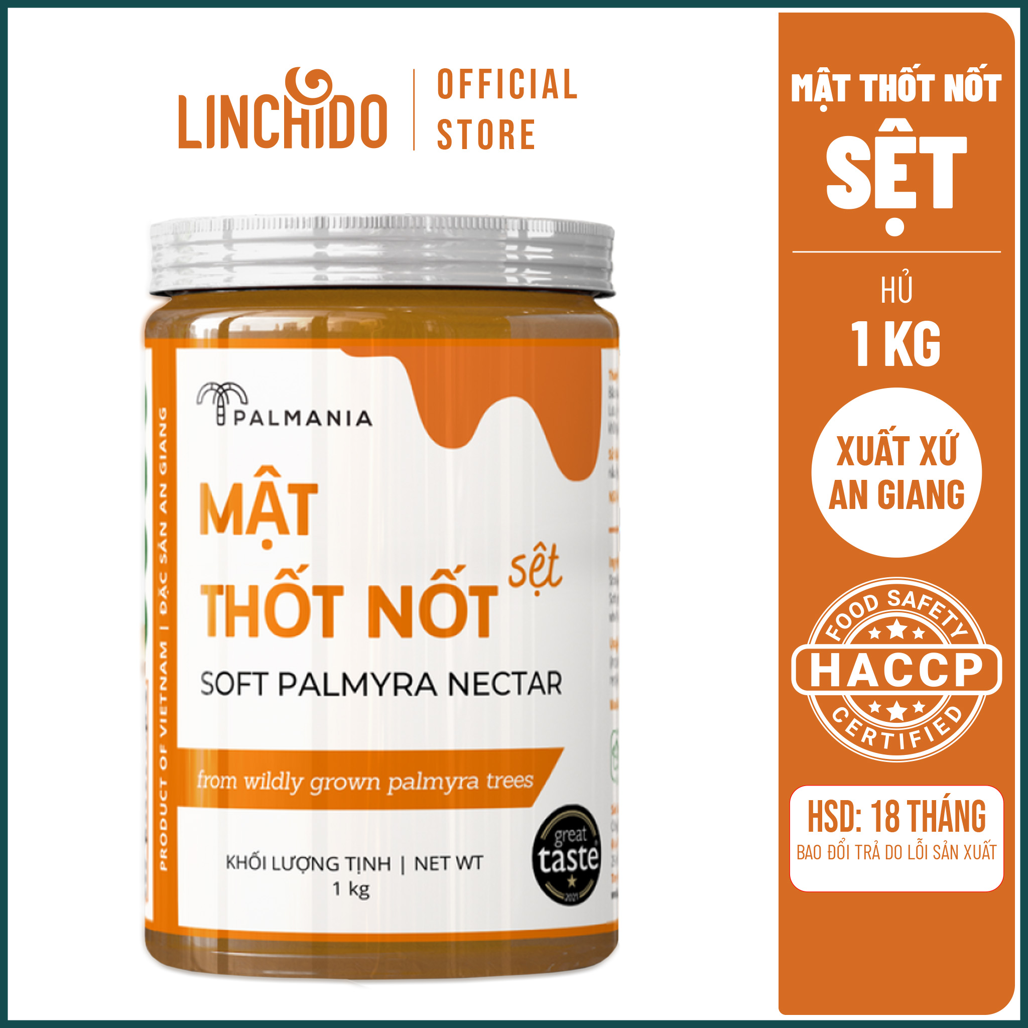 PALMANIA Mật thốt nốt sệt truyền thống 1kg net | 1 sao Great Taste Awards 2021 | Nguyên Chất, Tự Nhiên & Vì Sức Khỏe | Đặc sản An Giang | Hũ nhựa PET