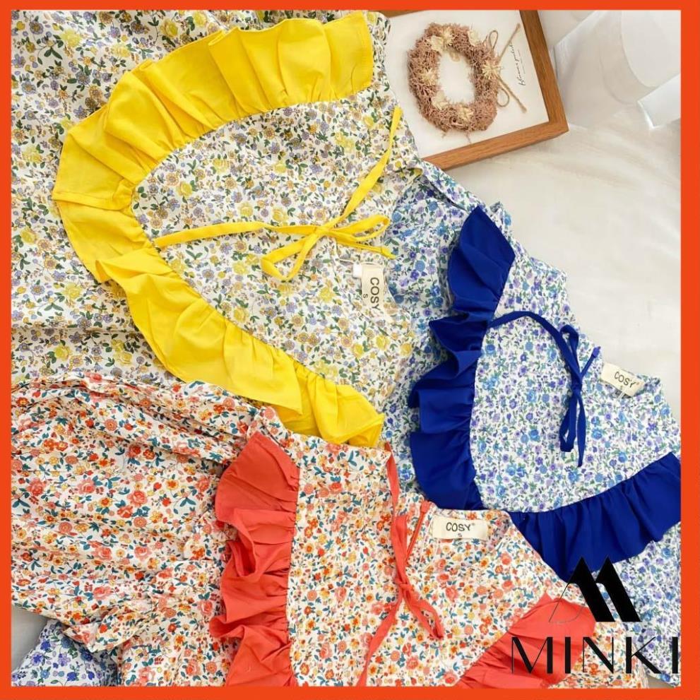 ĐẦM HOA NHÍ ĐUÔI CÁ - CHẤT LIỆU KAKI COTTON MÀU HOA CAM/ HOA VÀNG/HOA XANH -