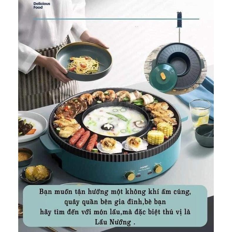 Nồi Lẩu Nướng Đa Năng BBQ 2 In 1 Vừa Lẩu Vừa Nướng, 2 Ngăn Cao Cấp, Mặt Đá Chống Dính Dễ Lau Chùi