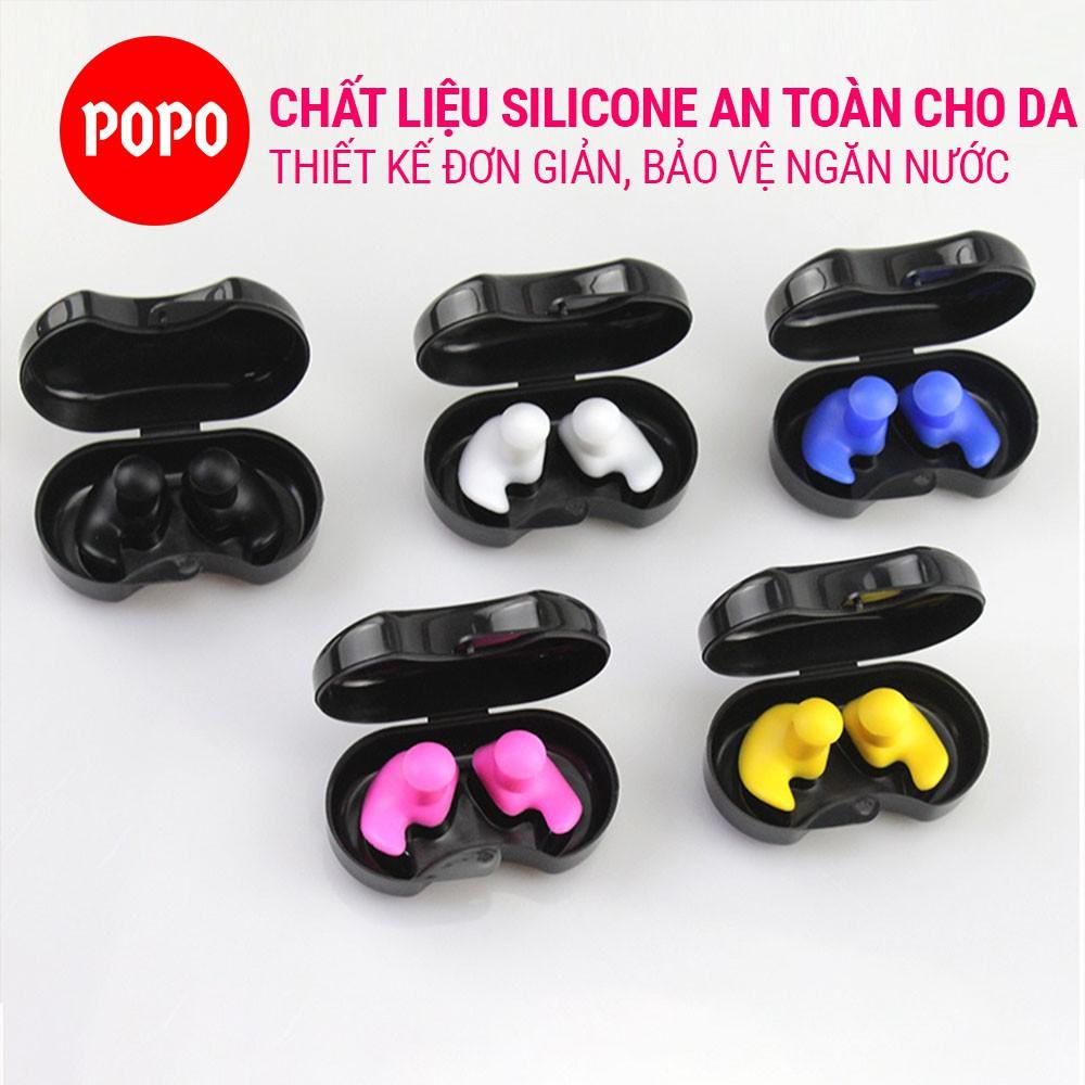 Bộ 2 nút bịt tai cao cấp chất liệu silicon dẻo mềm mịn cao cấp chống nước 100% bảo vệ an toàn cho da hãng POPO