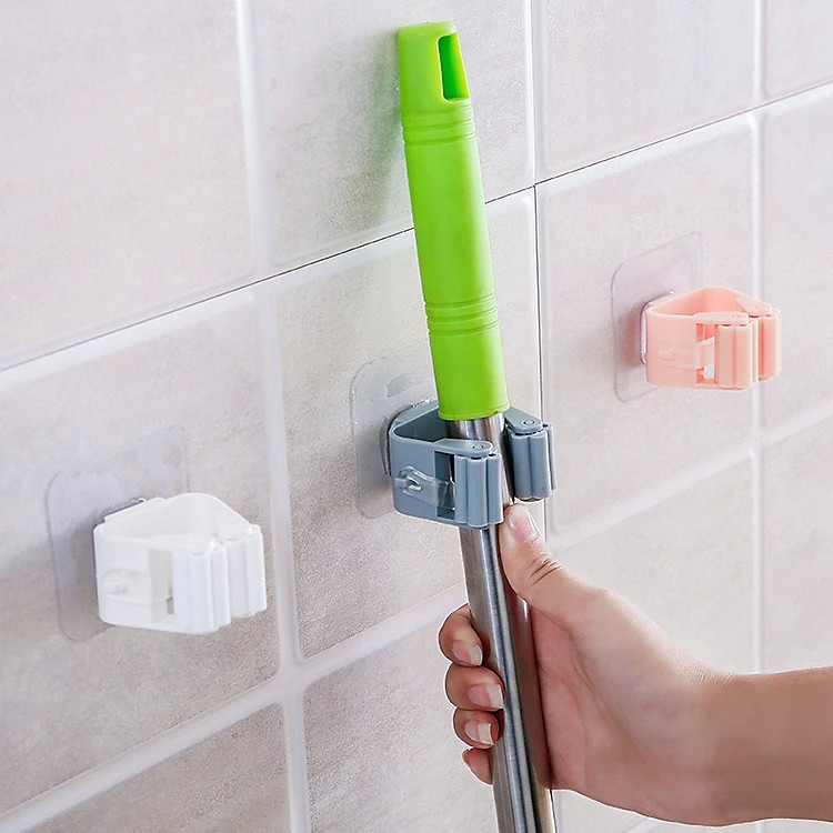 Bộ 2 móc dán tường treo chổi, cây lau nhà, móc treo tường tiện lợi - PaKaSa (Giao màu ngẫu nhiên)