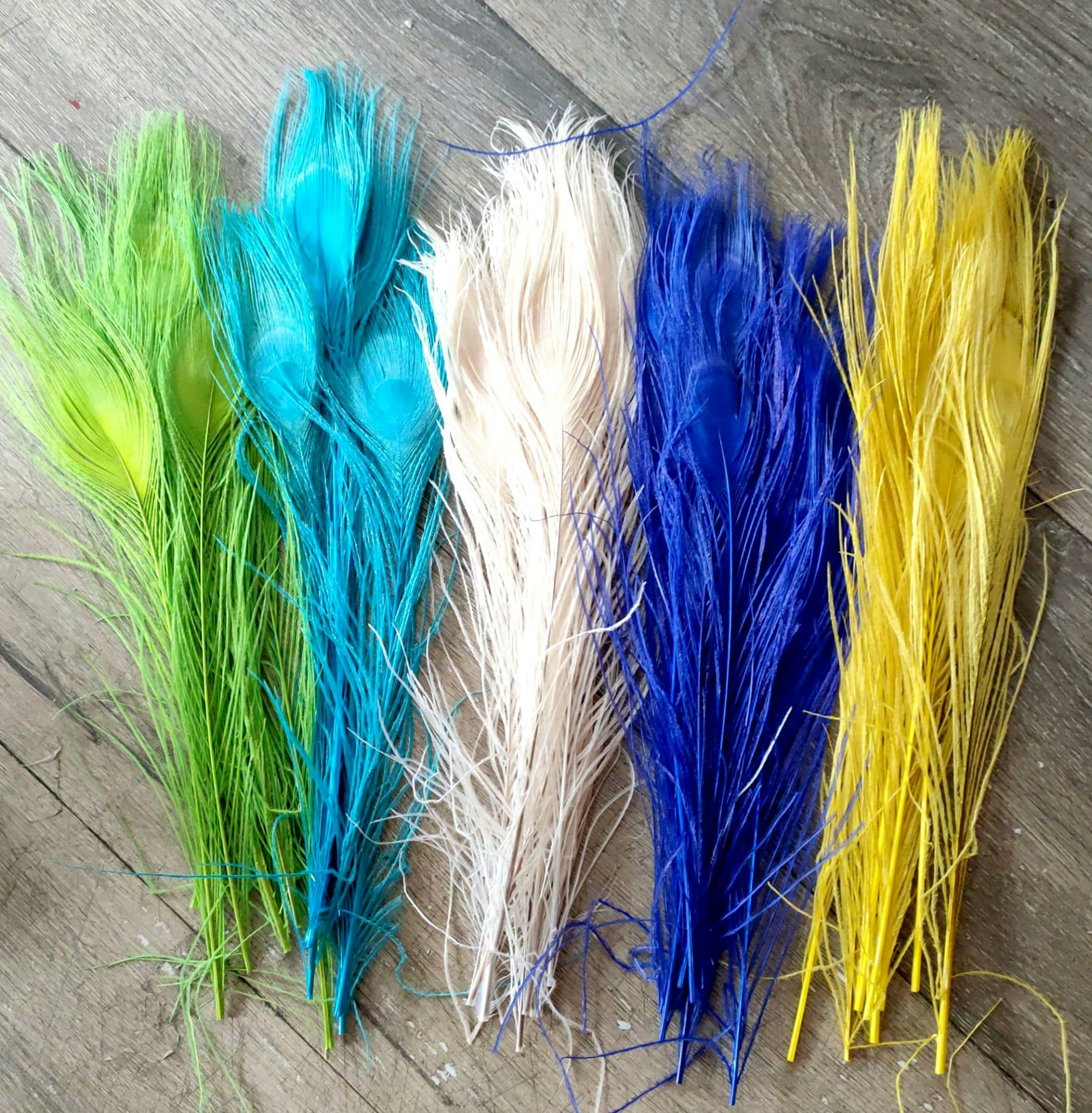 Lông Công Màu TRẮNG,VÀNG, XANH trang trí 25cm 30cm-lông Khổng tước chiêu tài,trang trí