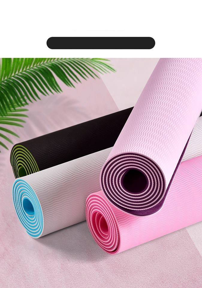 Thảm tập Yoga Định tuyến TPE 6mm chống trơn trượt - Tặng kèm túi đựng và dây buộc