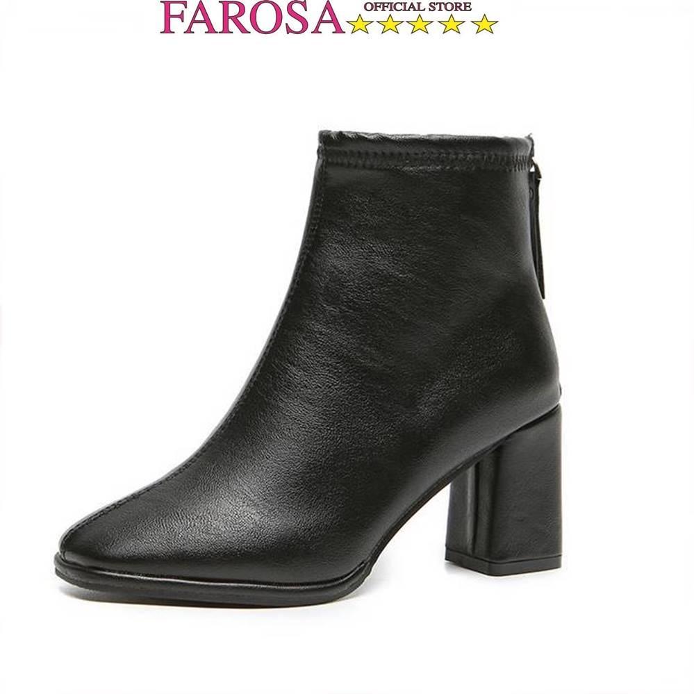 Giày boots thời trang cao gót 7cm FAROSA -C30 khóa kéo sau chất da mềm cực xinh