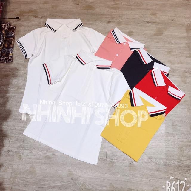 Áo thun ngắn tay cổ bẻ pha viền, Áo phông cổ bẻ tay cộc vải cotton co giãn AS1091 - NhiNhi Shop