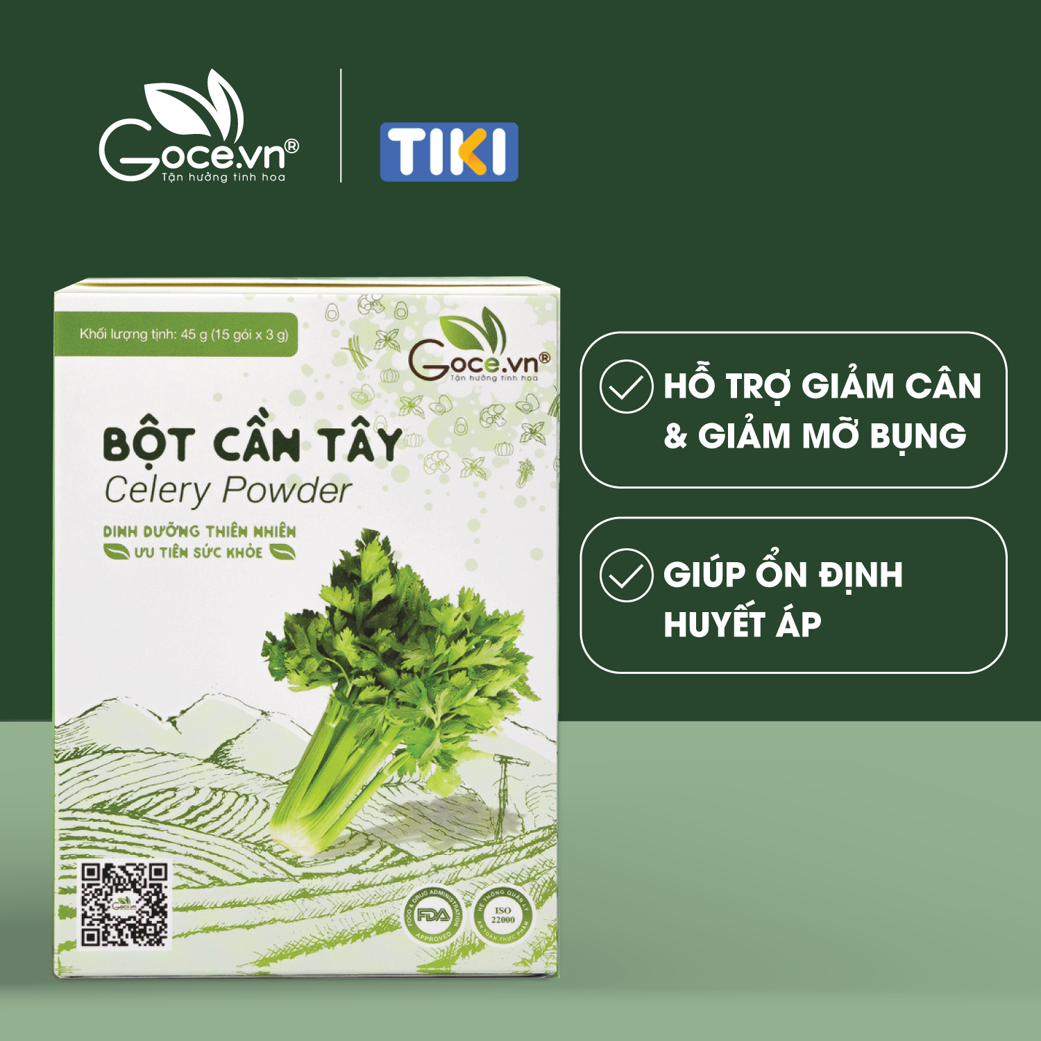 Bột cần tây nguyên chất Goce - 45g (15 gói x 3g)