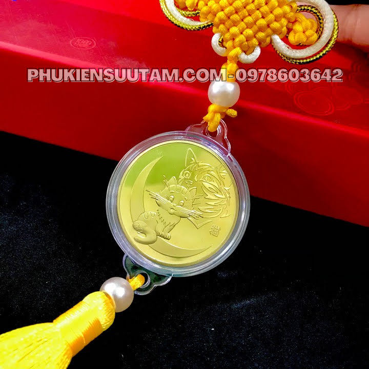 Dây Treo Đồng Xu Con Mèo Vàng, kích thước: 33cmx4.5cm, màu vàng - SP005767
