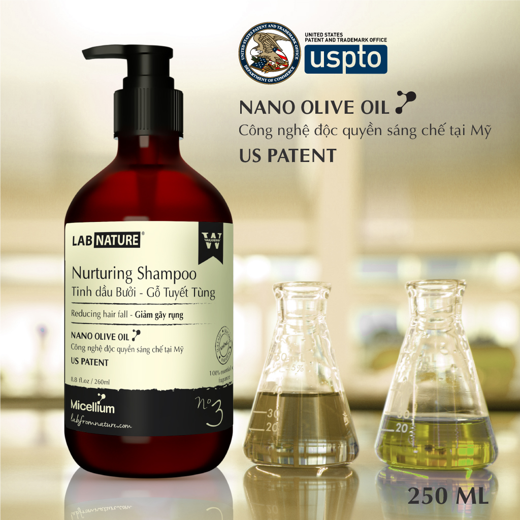 Dầu gội ngăn rụng tóc Lab Nature No.3 - công nghệ Nano Olive Oil - 250ml