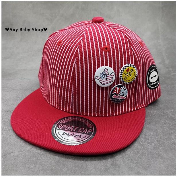 Mũ nón Hiphop Snapback cho bé trai và bé gái kiểu dáng bóng chày đính sticker gỗ 4 màu cực hot 