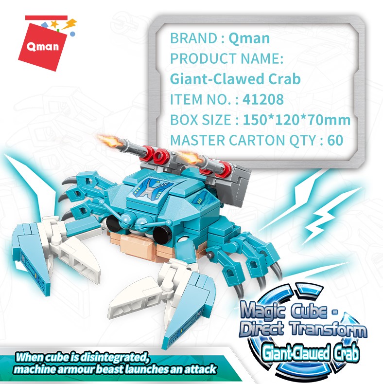 Đồ Chơi Lắp Ráp Xếp Hình Qman Magic Cube - Sư Tử Dũng Mãnh Và Robot Động Vật Biến Hình 3 In 1 Nhiều Mẫu Khác Nhau - 41208 Chú Cua Vui Vẻ