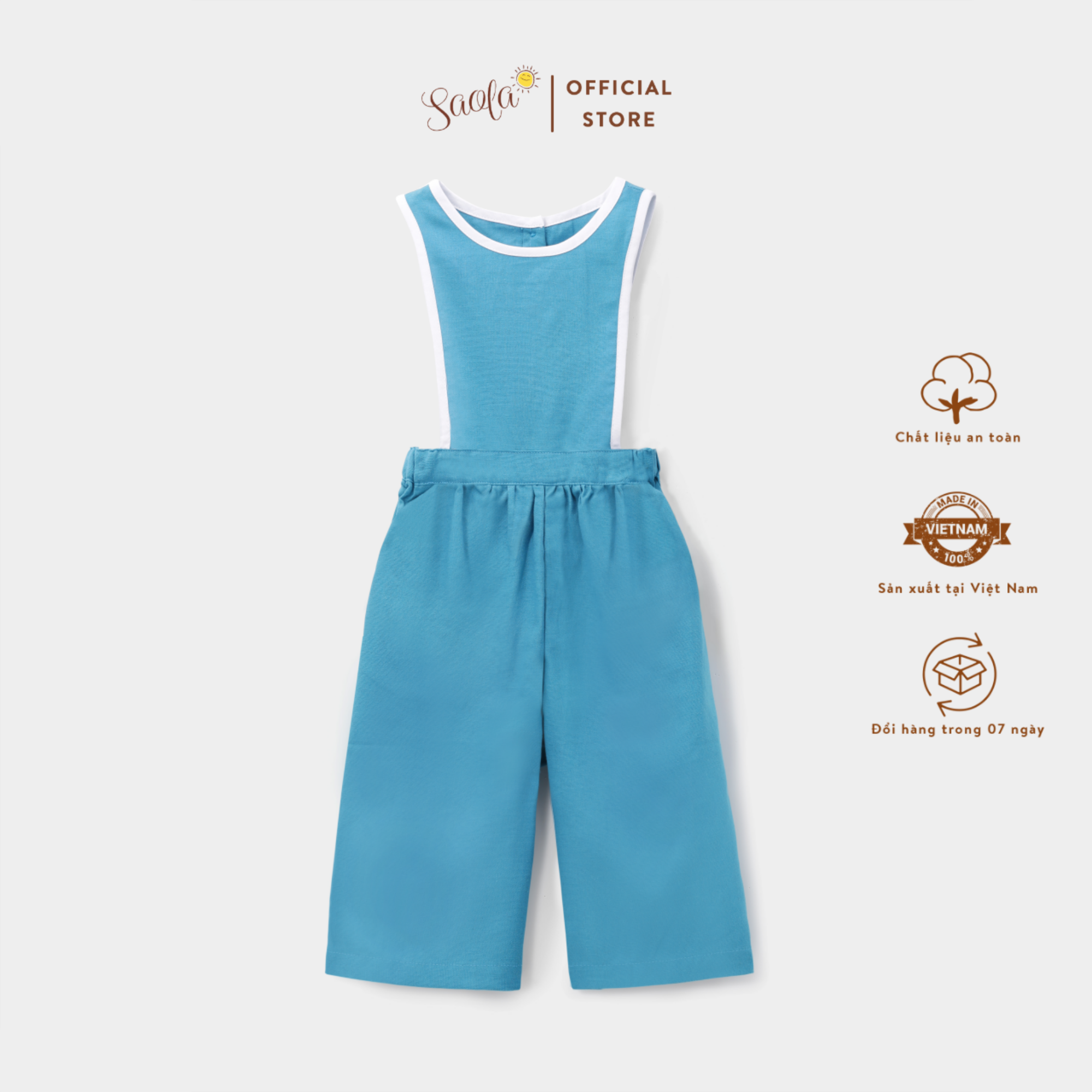 Quần Yếm Lửng Linen Phong Cách Vintage Hàn Quốc - OLWEN OVERALLS - PAL002 - SAOLA KIDS CLOTHING