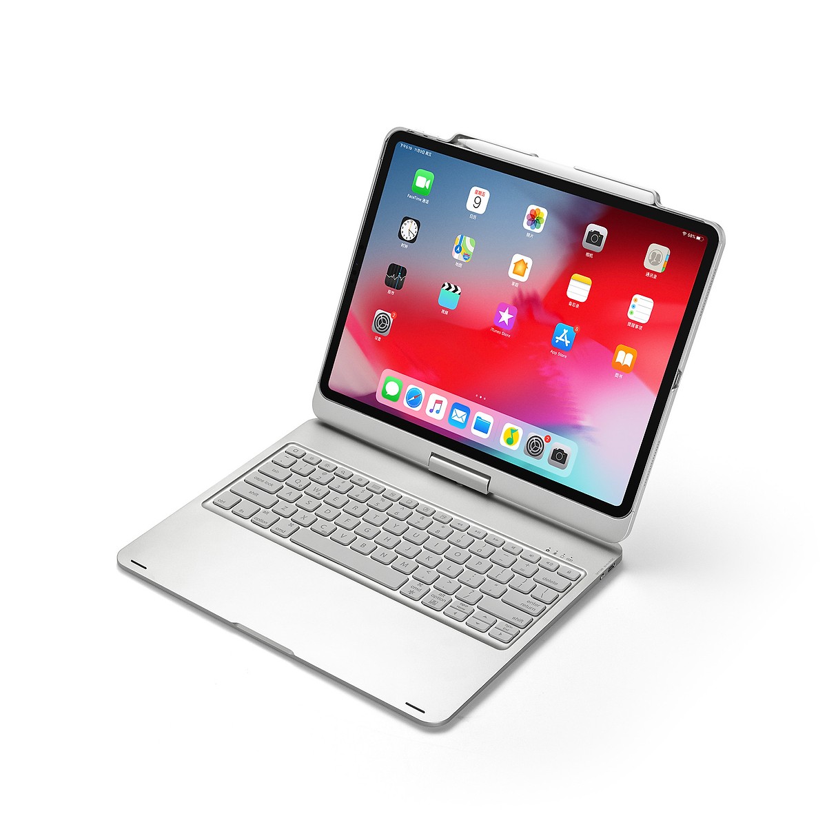 Bàn phím Bluetooth F17 dành cho IPAD PRO 12.9 inch (2018) có thể xoay 360 độ có đèn nền 7 màu