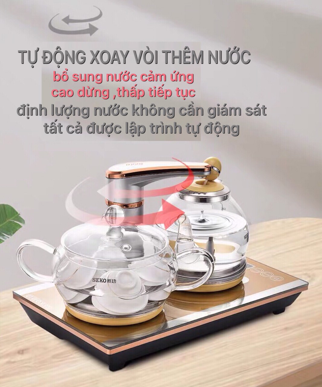 Bếp Điện Đun Nước Pha Trà Tại Bàn Thông Minh Tự Động,Thuỷ Tinh cabosilicat chịu nhiệt - F92 Màu Vàng Nhạt