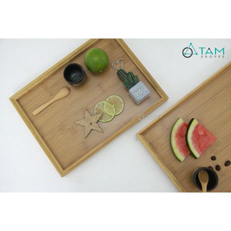 Khay gỗ chữ nhật đựng trà gỗ tre cao cấp số 30