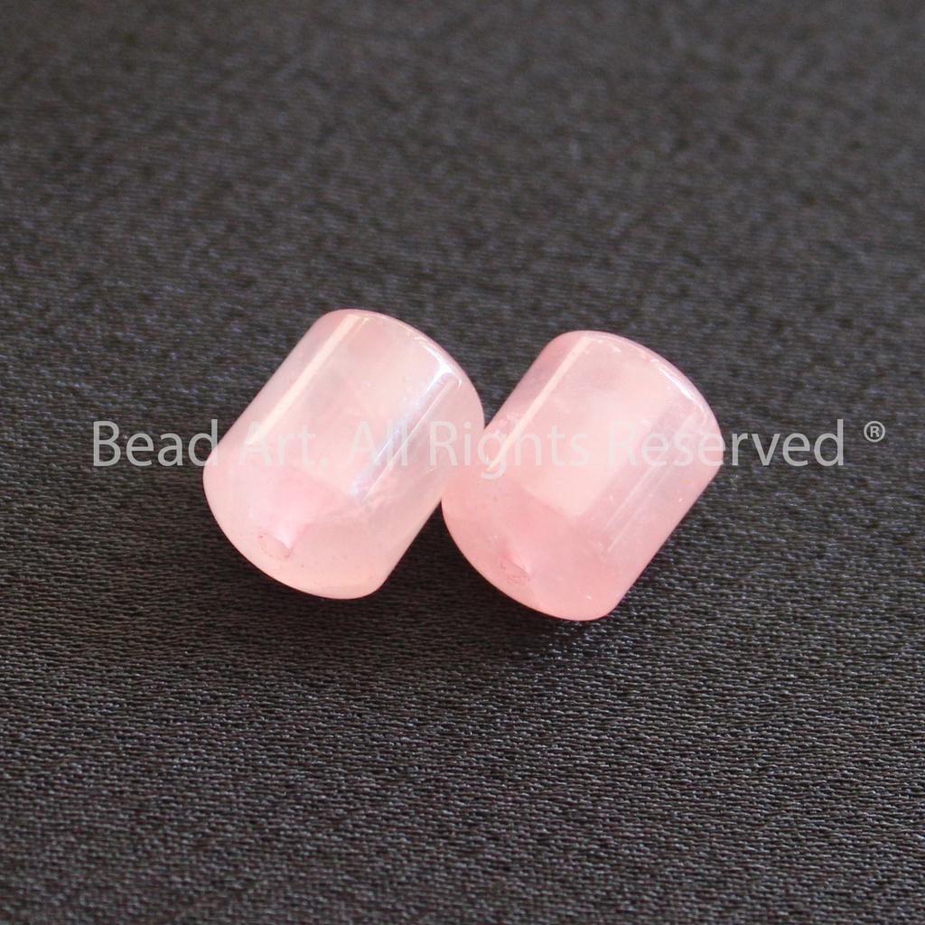 [1 Hạt] 10x8MM Lu Thống Thạch Anh Hồng Madagascar, Pink Quartz Tự Nhiên Loại AAA, Đá Phối Vòng Tay Phong Thuỷ, Chuỗi Hạt, Mặt Dây Chuyền, Mệnh Hoả, Thổ - Bead Art