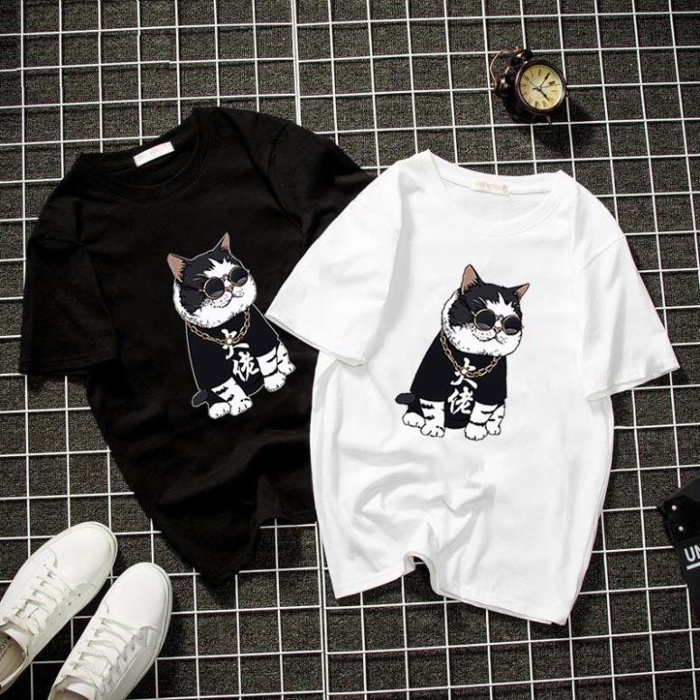 Áo thun unisex nam nữ in hình mèo đại ca form đẹp chất vải cotton dày mịn mát 2020T2820