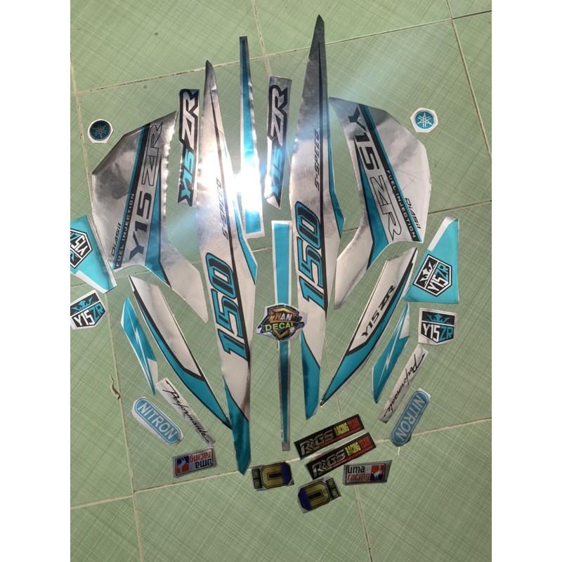 Tem exciter 150 Y15ZR xanh ngọc bạc crom