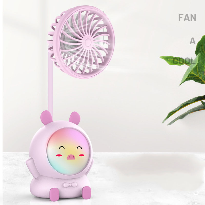 Quạt mini tích điện cầm tay quạt để bàn kèm đèn đổi màu