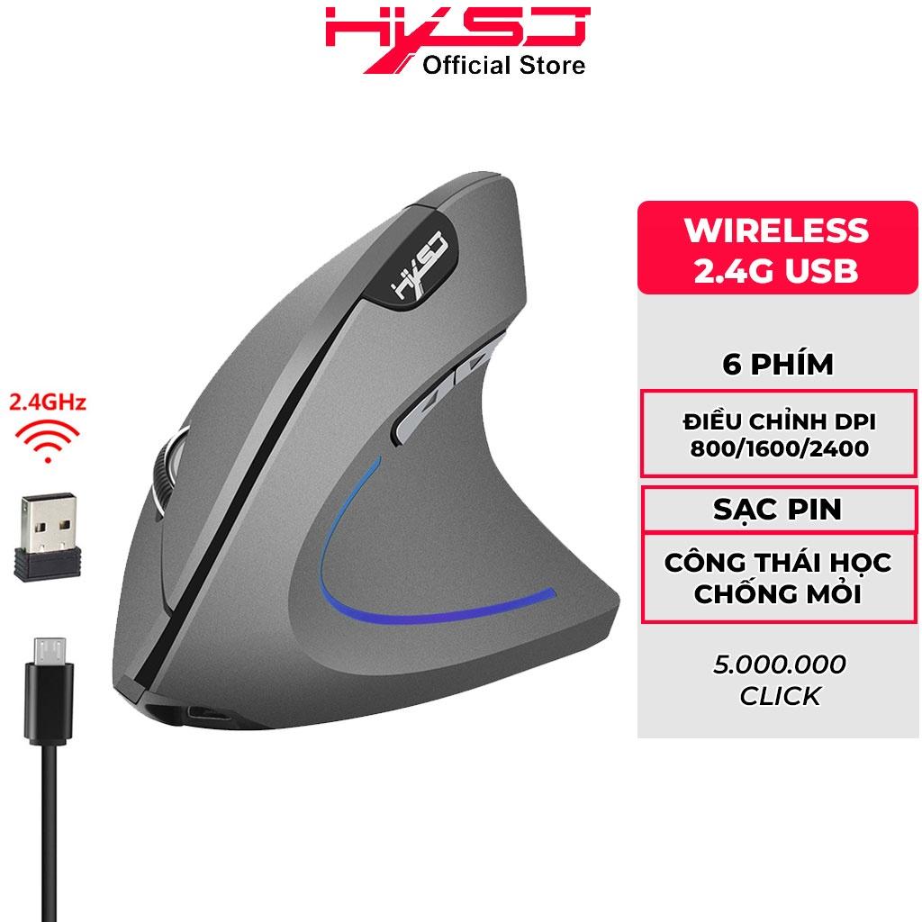 Chuột không dây kiểu đứng HXSJ T22 Sạc pin wireless USB 2.4GHz chống mỏi tay dùng cho pc laptop táo tablet tivi - hàng chính hãng