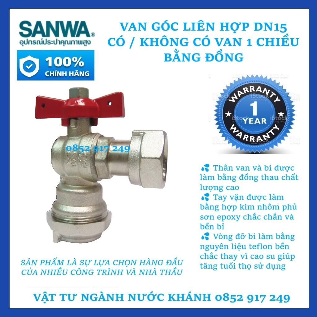 Van góc liên hợp có van 1 chiều Sanwa Thái Lan nối đồng hồ nước, có xuất hóa đơn VAT