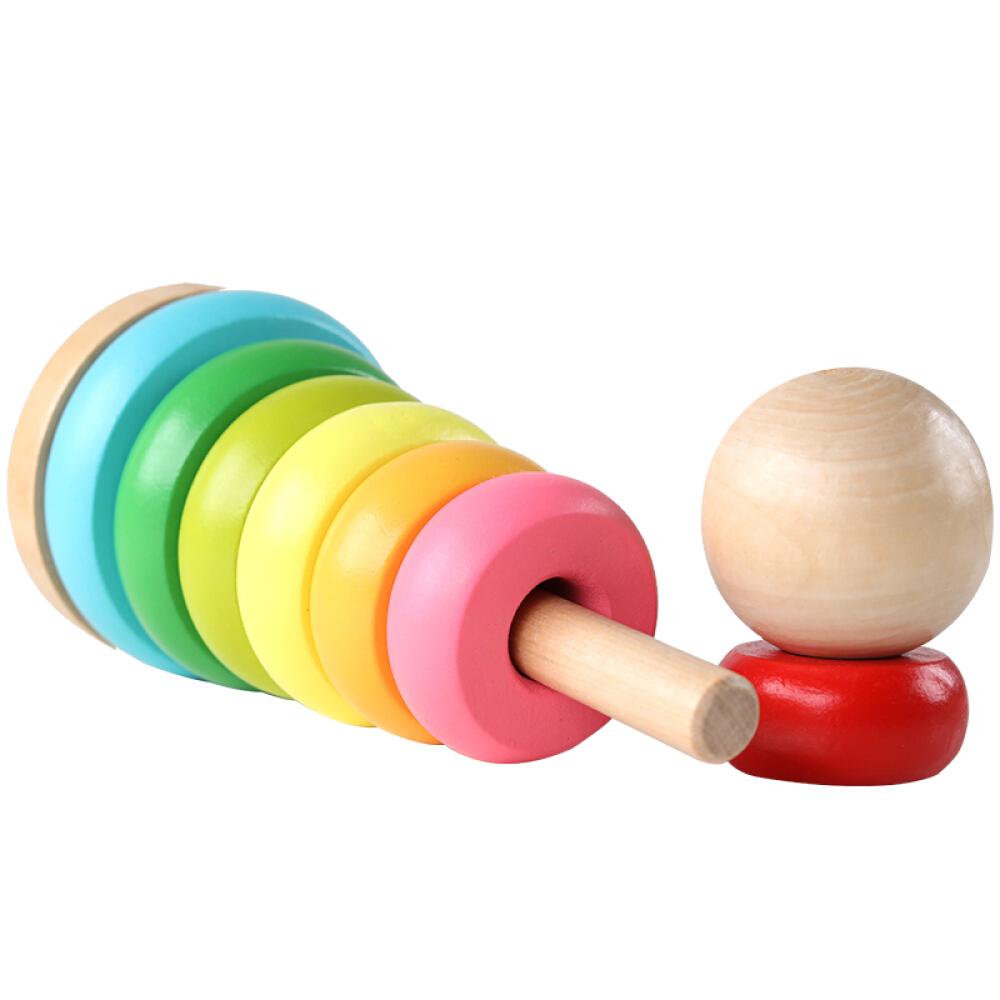 Rainbow Tower Ring Colored Kids Stacking Game Stacking Rings for Baby Boys
