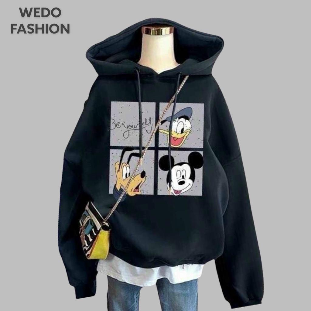 Á hoodie in CHUỘT MICKEY siêu cute, chất vải nỉ ngoại dày dặn phối nón chùm đầu siêu