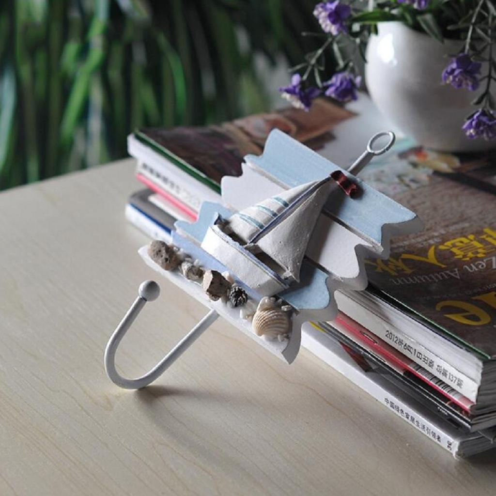 2pcs Nautical Decorative Seaside Wood &amp; Metal Hanger Coat Hooks Wall Rack