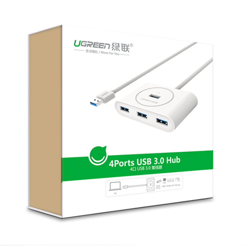 Bộ chia 4 cổng USB 3.0 dài 80cm UGREEN CR113 20283 - Hàng Chính Hãng