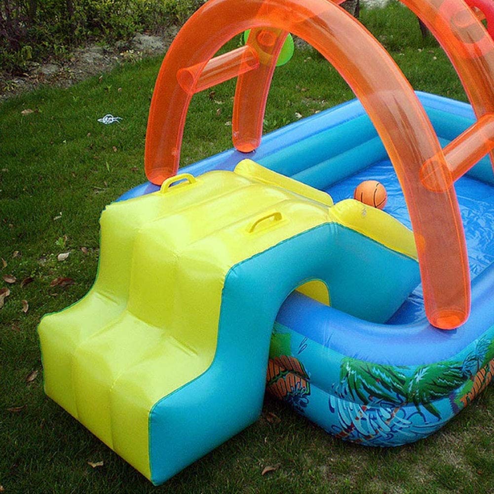 Bể bơi bơm hơi gia đình có cầu trượt, chân đỡ bóng rổ Children's Inflatable Swimming Pool