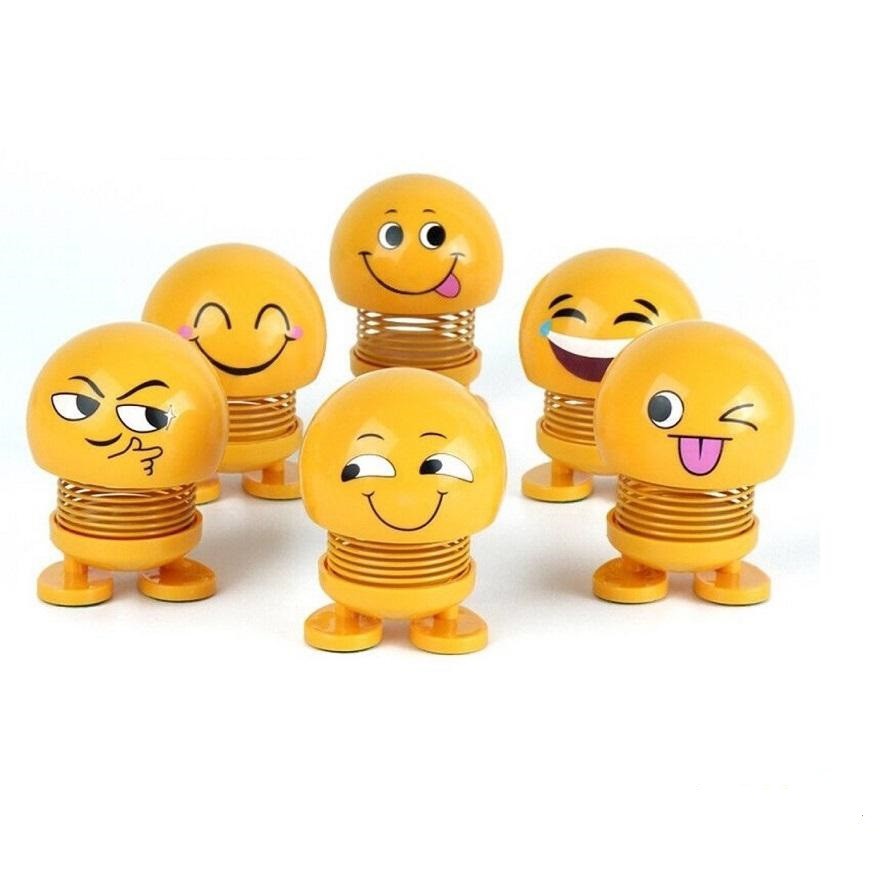 Bộ 3 Thú nhún Emoji Lò Xo lắc đầu hình biểu tượng cảm xúc