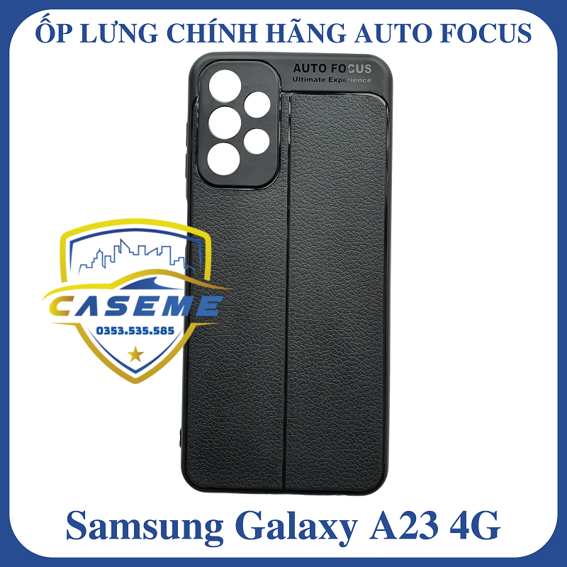 Ốp lưng cho Samsung Galaxy A23 4G silicon giả da, chống sốc Auto Focus - Hàng Chính Hãng