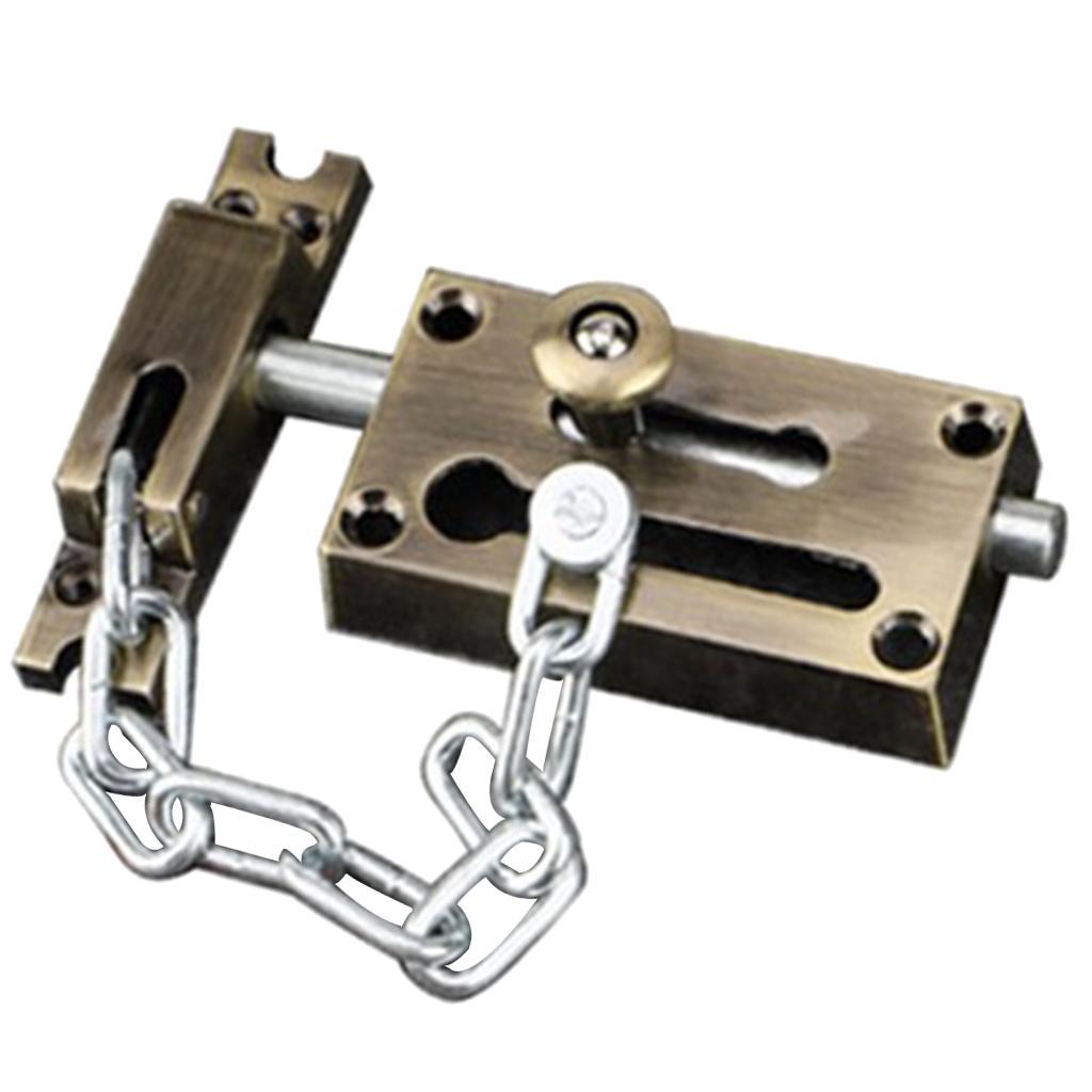 Door Lock Security Sliding Door Latch Chain Lock Fastener Latch, Bronze